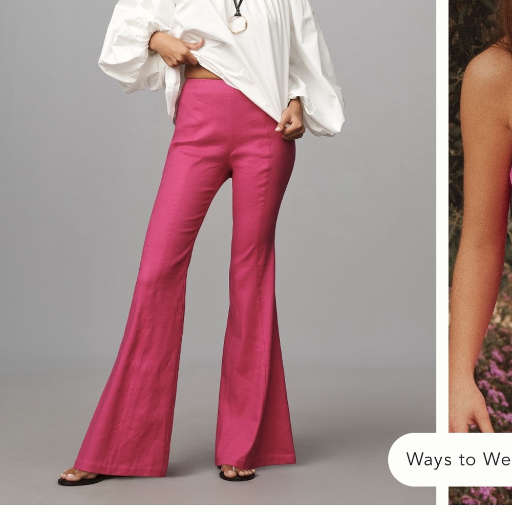 Maeve Anthropologie Super Flare Pants Black Stretch High Waist Sold Out 12